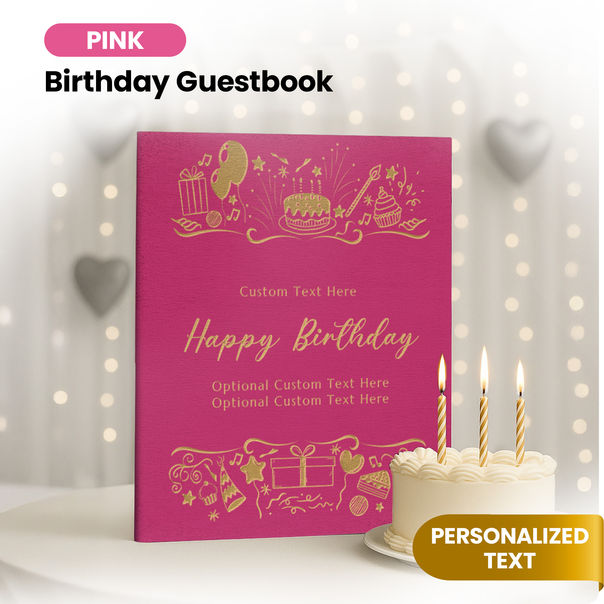 Personalized Birthday Guestbook - Pink